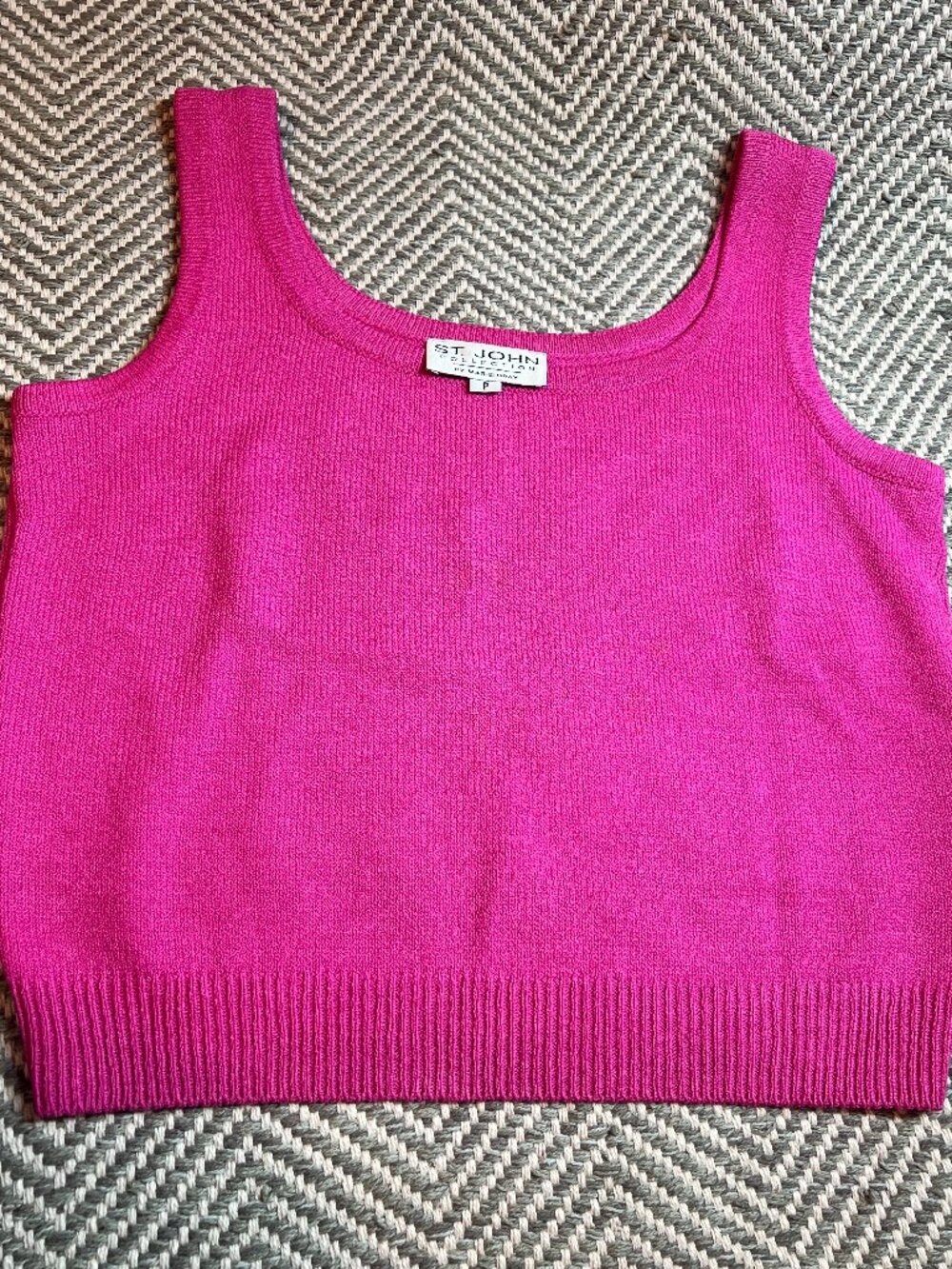 St. John Collection‎ Marie Gray Pink Knit Tank Top Scoop Neck Sweater Petite P